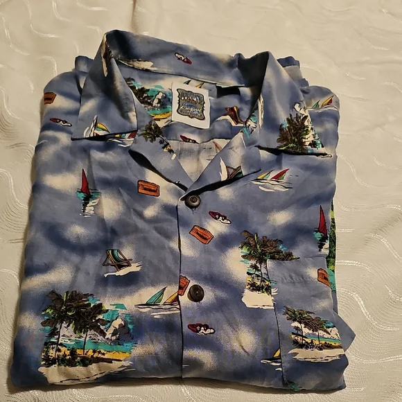 Ocean Current Multicolor Scenic Hawaiian Shirt Mens Large - Picture 10 of 10